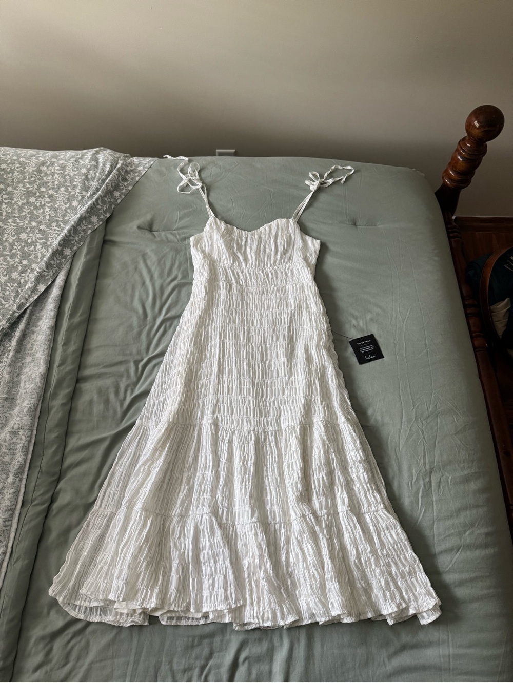 White Tie-Shoulder Maxi Dress